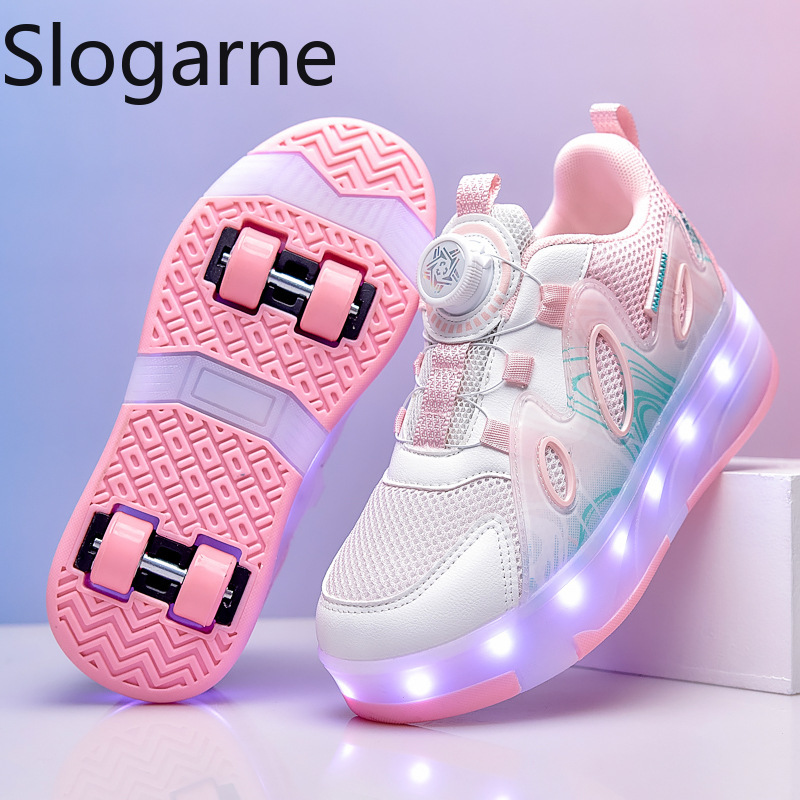 Sneakers - รองเท้าสเก็ตตาข่ายรุ่นใหม่ปี 2026 สำหรับเด็กผู้หญิง รองเท้าวิ่งหน้าร้อนสำหรับเด็กผู้ชาย รองเท้าผ้าใบมีล้อพร้อมไฟ LED