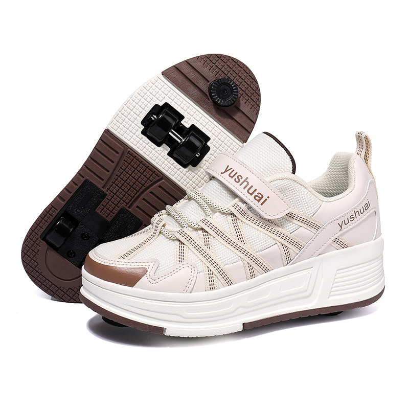 Running Shoes - รองเท้าสเก็ตบอร์ดสำหรับเด็กผู้หญิงและเด็กผู้ชาย แบบมีล้อสี่ล้อ ซ่อนล้อได้อัตโนมัติ และสามารถเดินได้