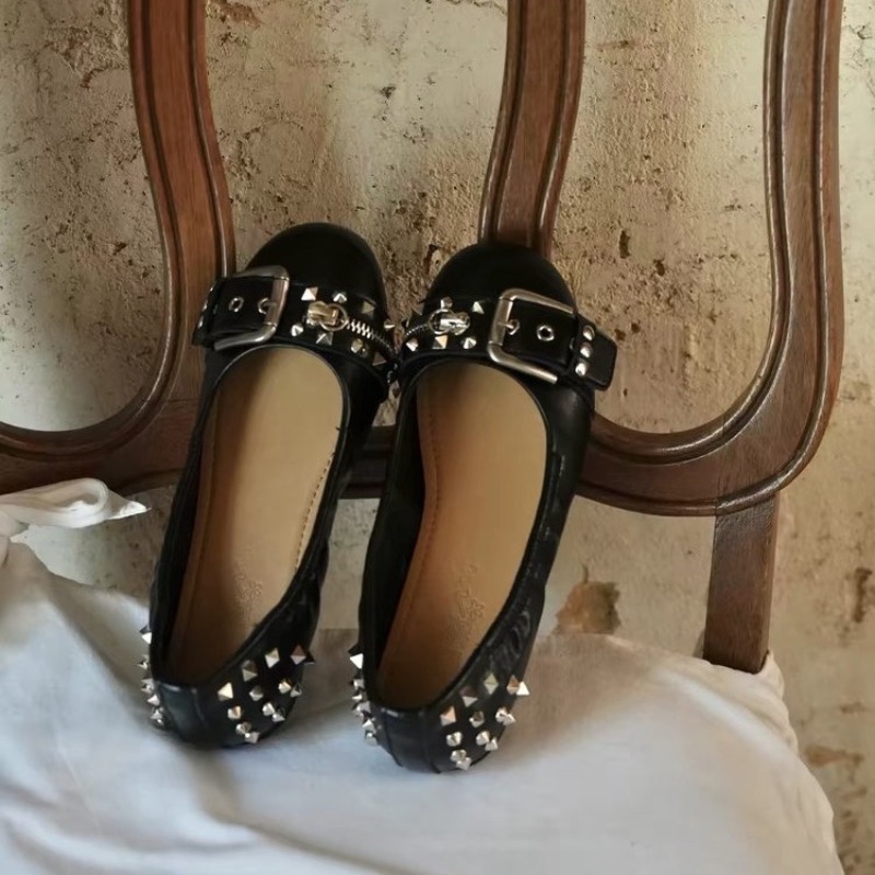 Women'S Shoes - รองเท้าส้นเตี้ยหัวกลมแบบมีสายรัดหนังสำหรับผู้หญิง รุ่น Mary Jane