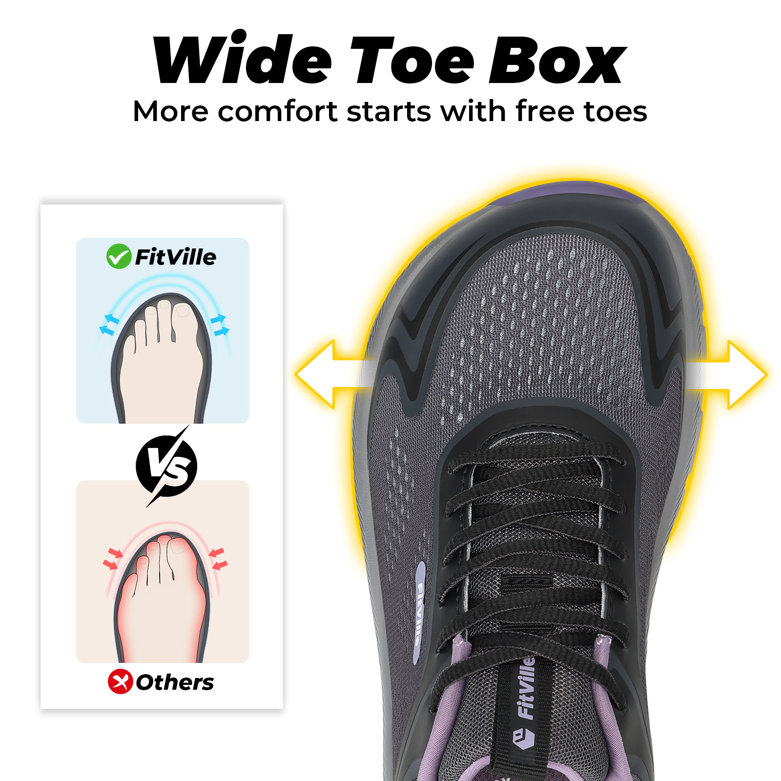 รองเท้ากีฬาสำหรับผู้หญิง Fitvi - Wide Toe Box Running Sneakers บทวิจารณ์และราคา