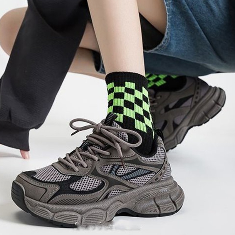 รองเท้าผ้าใบกีฬาผู้หญิง 6 สไตล - Knit Fabric Lace Up Sneakers บทวิจารณ์และราคา